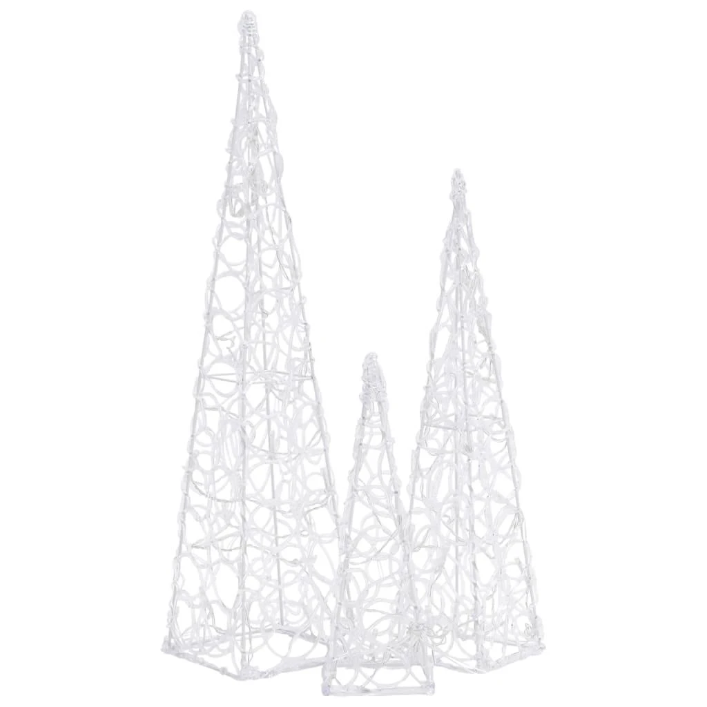 Akrilinė LED dekoracija kūgiai, šaltos baltos, 30/45/60cm
