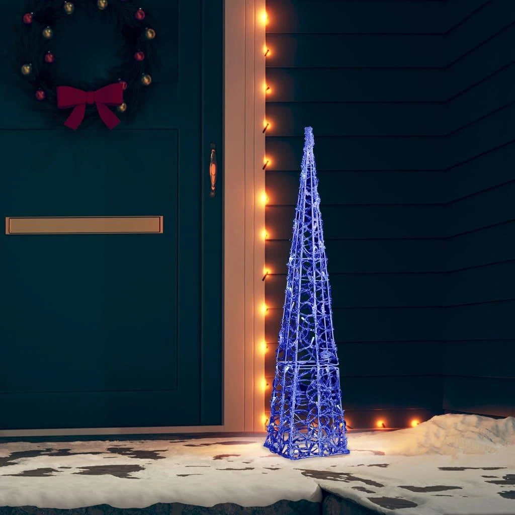 Akrilinė LED dekoracija kūgis, mėlynos spalvos, 90cm