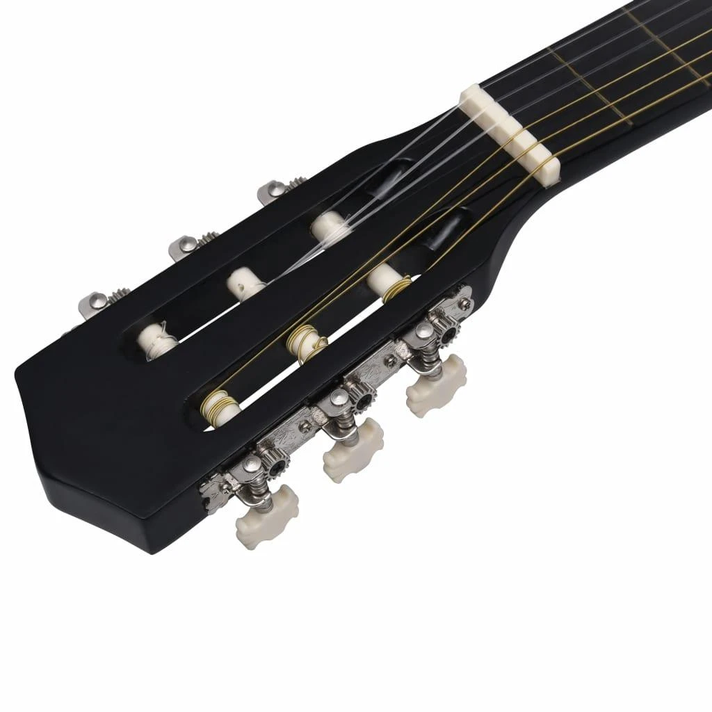 Klasikinės gitaros rinkinys, 12 dalių, juodas, 38", 6 stygos