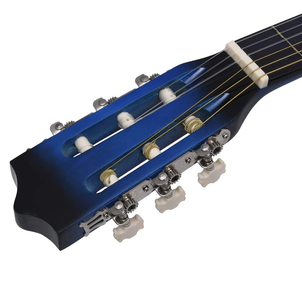 Klasikinės gitaros rinkinys, 12 dalių, mėlynas, 38", 6 stygos