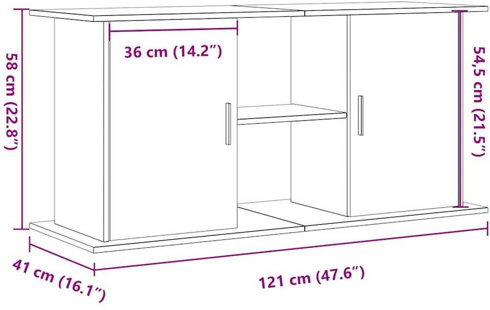 Akvariumo stovas, artisano, 121x41x58cm, apdirbta mediena