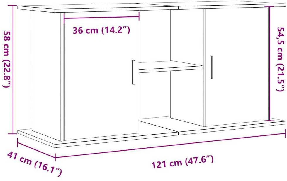 Akvariumo stovas, medienos, 121x41x58cm, apdirbta mediena