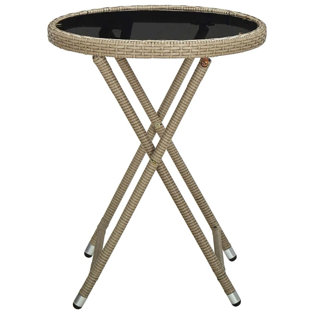 Arbatos staliukas, smėlio, 60cm, poliratanas/grūdintas stiklas