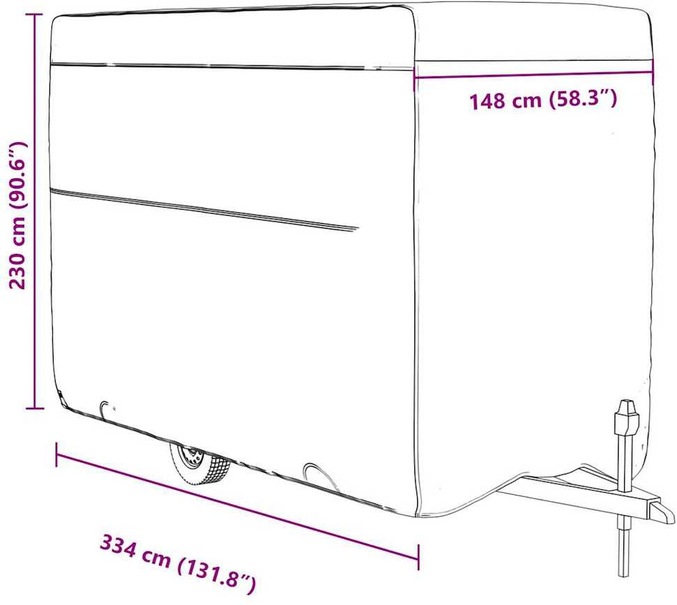 Arklio priekabos dangtis, pilka, 334x148x230cm, audinys