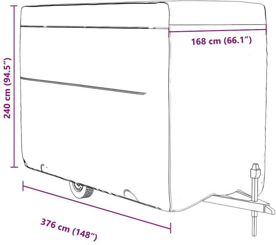 Arklio priekabos dangtis, pilka, 376x168x240cm, audinysm