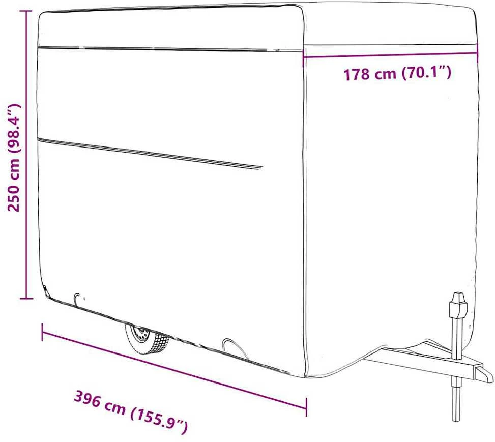Arklio priekabos dangtis, pilka, 396x178x250cm, audinys