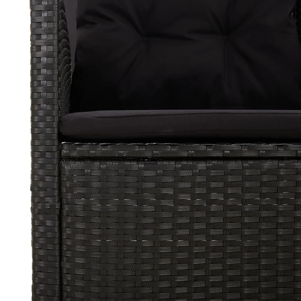 Lauko baldų komplektas Atlošiama kampinė sofa su pagalvėlėmis, juoda, poliratanas