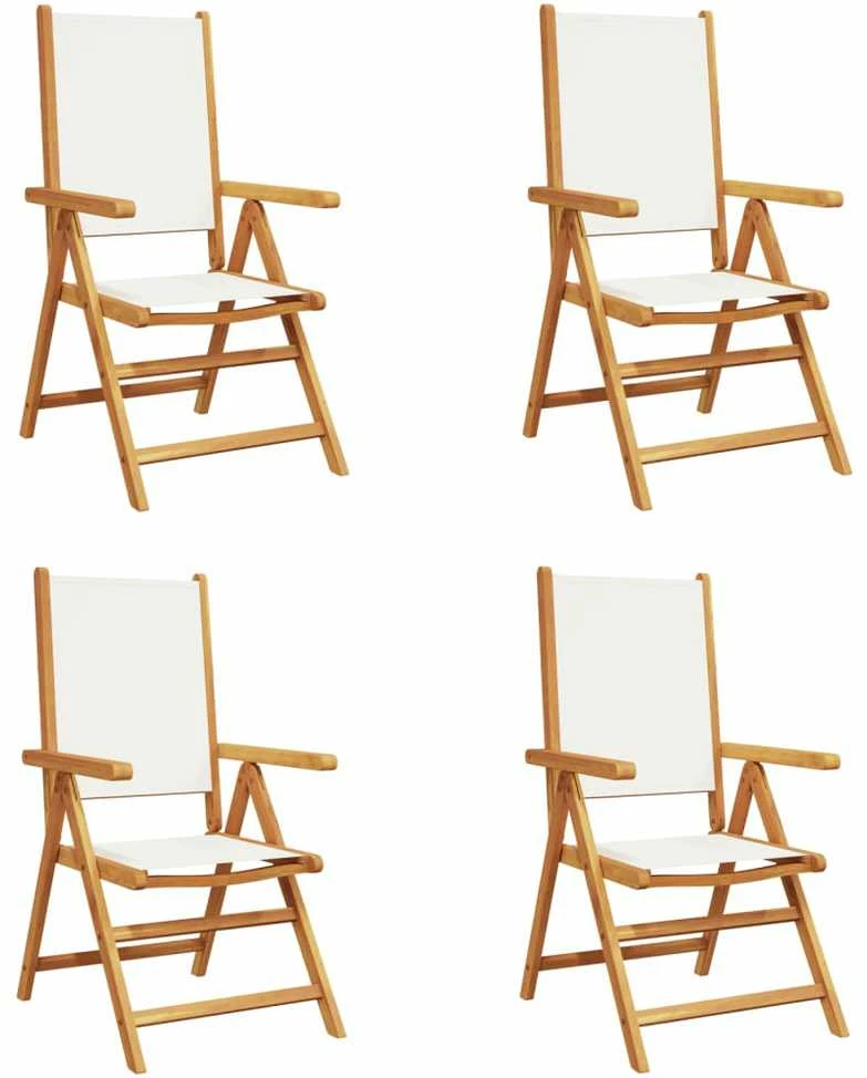Sulankstomos atlošiamos kėdės, 4 vnt., kreminės baltos spalvos, audinys ir masyvi mediena