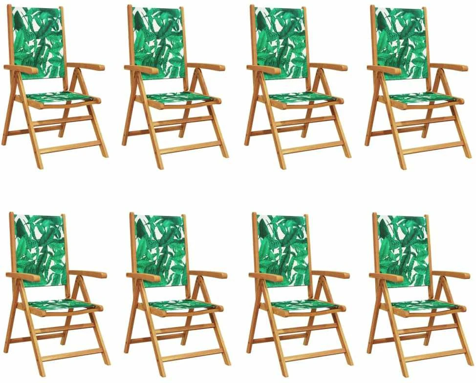 Sulankstomos atlošiamos kėdės, 8 vnt., žalios spalvos, audinys ir masyvi mediena