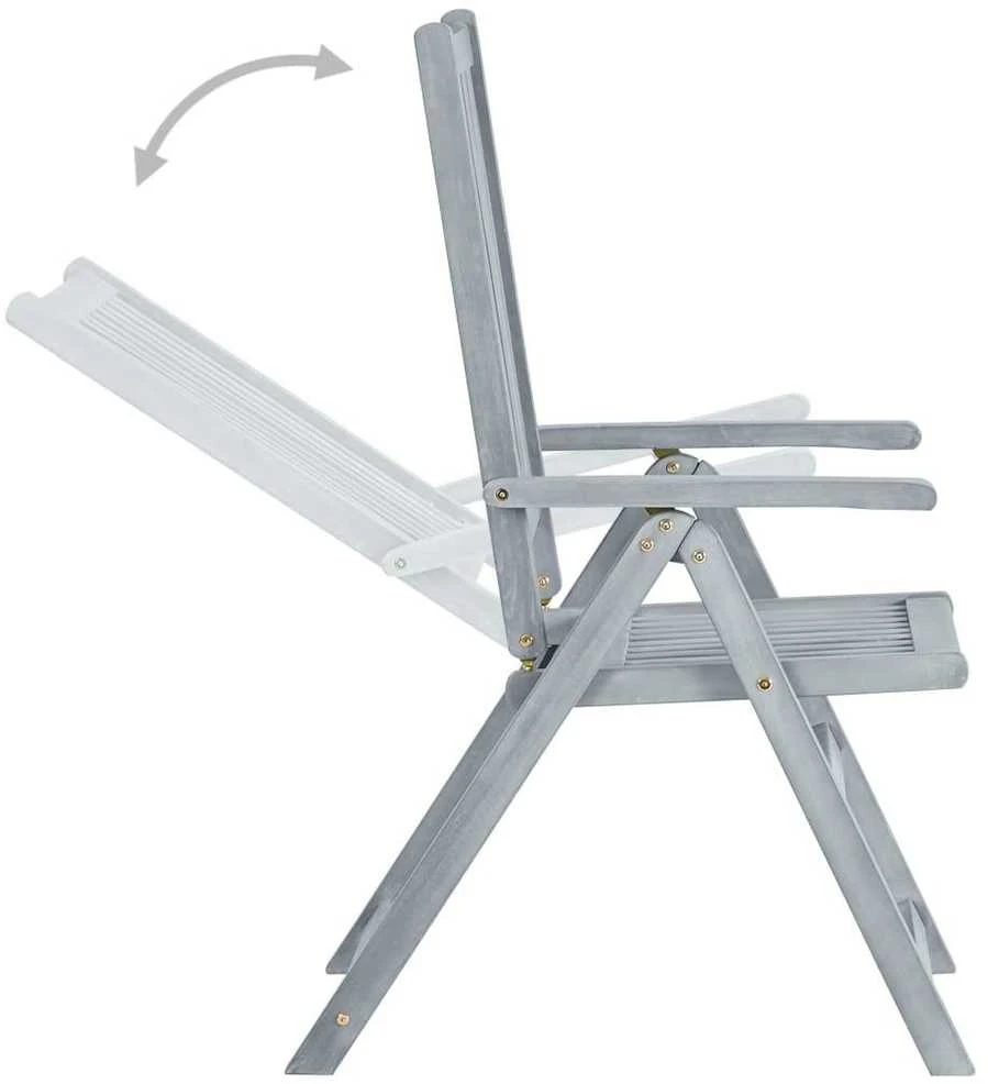 Atlošiamos sodo kėdės su pagalvėlėmis, 8vnt., pilkos, akacija
