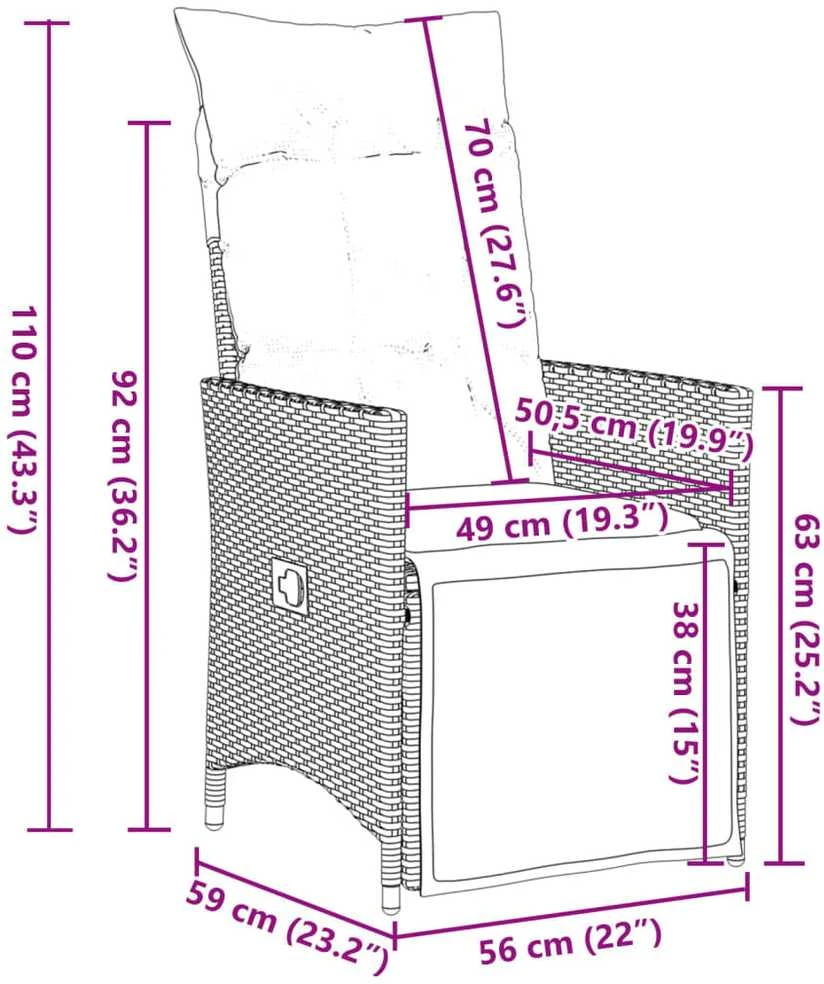 Atlošiamos sodo kėdės su pagalvėmis, 2vnt., rudos, poliratanas