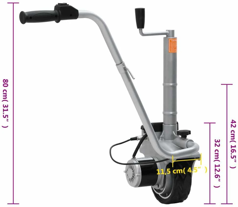 Atraminis ratukas su varikliu priekabai, aliuminis, 12V, 350W