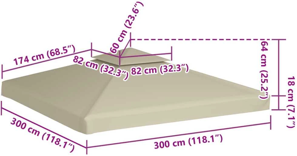 Atsarginis pavėsinės uždangalas, 310g/m², smėlio, 3x3m