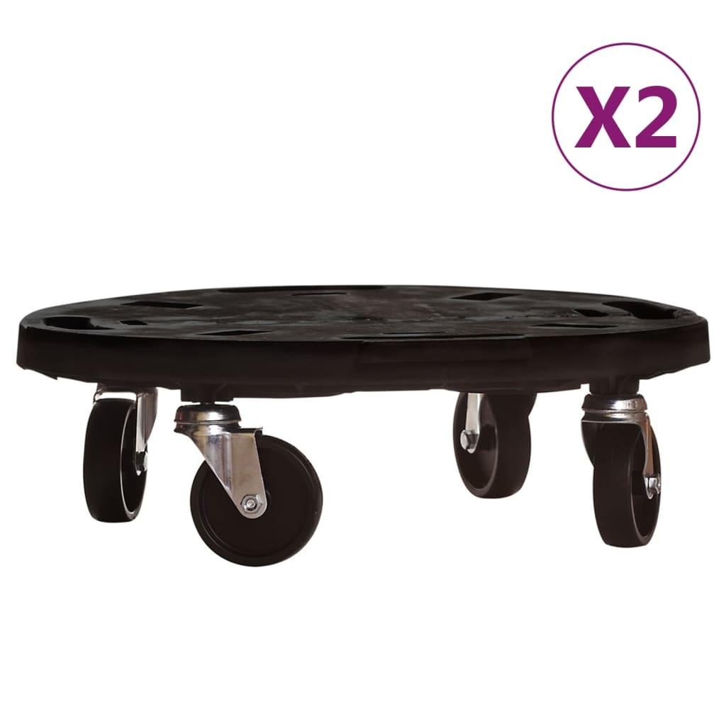 Augalų padėklai su ratukais, 2vnt., juodi, 40cm, 275kg