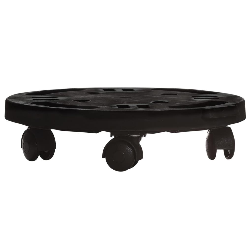 Augalų padėklai su ratukais, 2vnt., juodi, 30cm, 170kg
