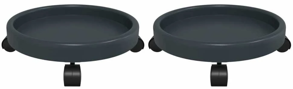 Augalų padėklai su ratukais, 2vnt., pilki, 34cm skersmens, 35kg