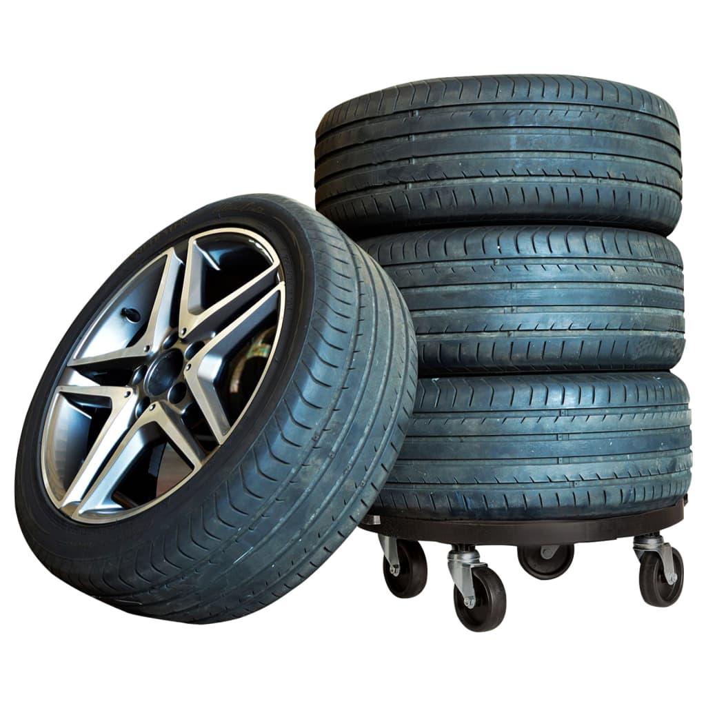 Augalų padėklai su ratukais, 5vnt., juodi, 40cm, 275kg