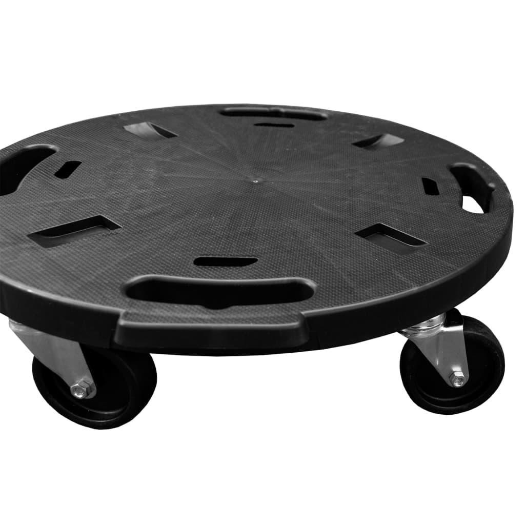 Augalų padėklai su ratukais, 5vnt., juodi, 40cm, 275kg