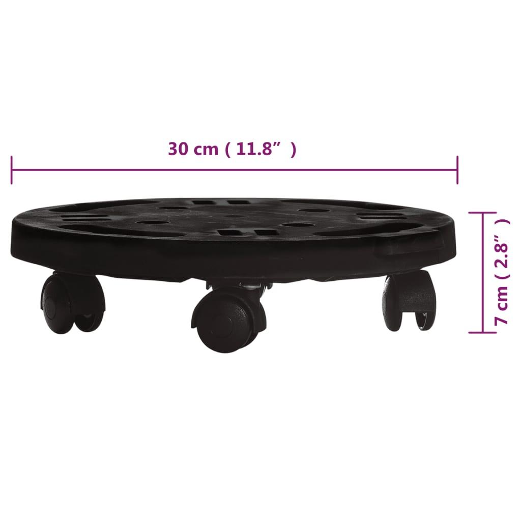Augalų padėklas su ratukais, juodas, 30cm skersmens, 170kg