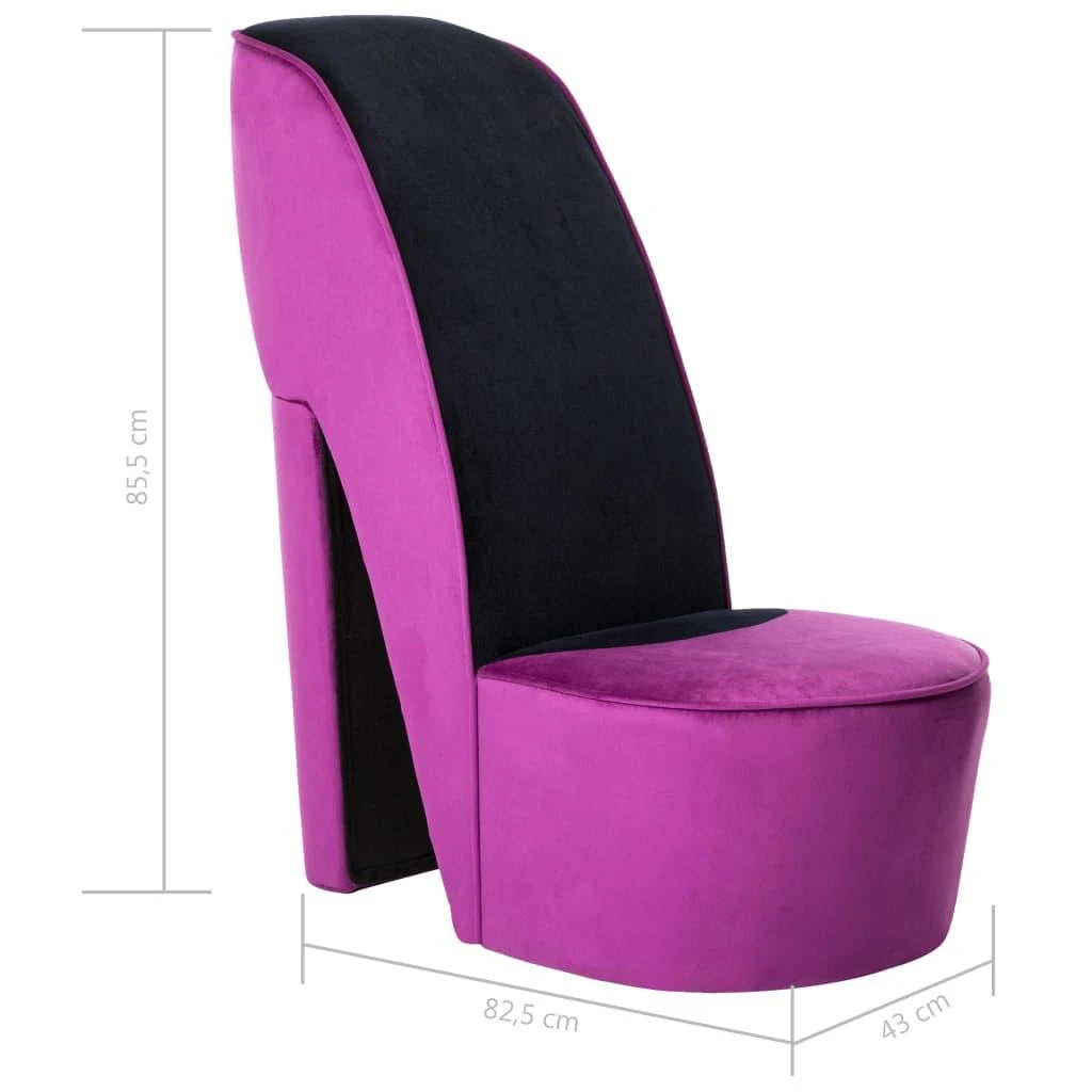 Fotelis Aukštakulnio formos kėdė, violetinės spalvos, aksomas