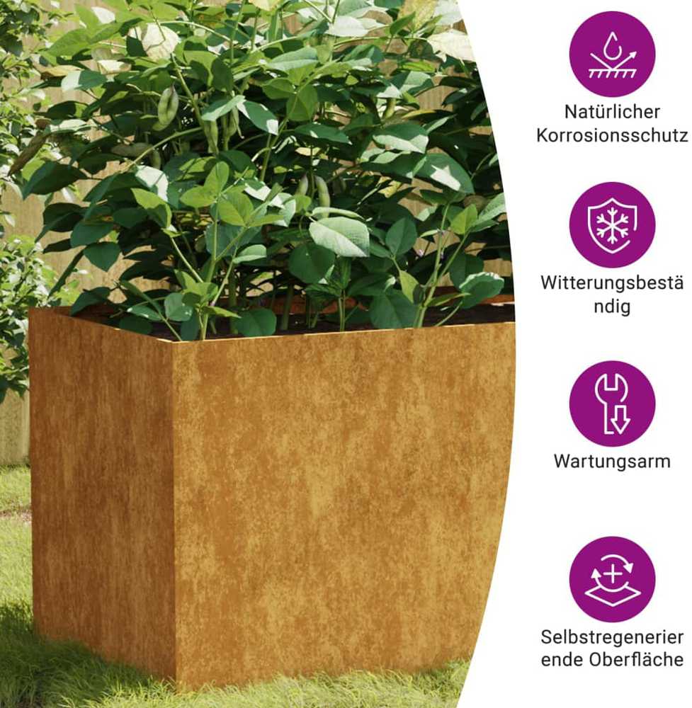 Aukštas sodo lovelis, 120x40x40cm, Corten plienas