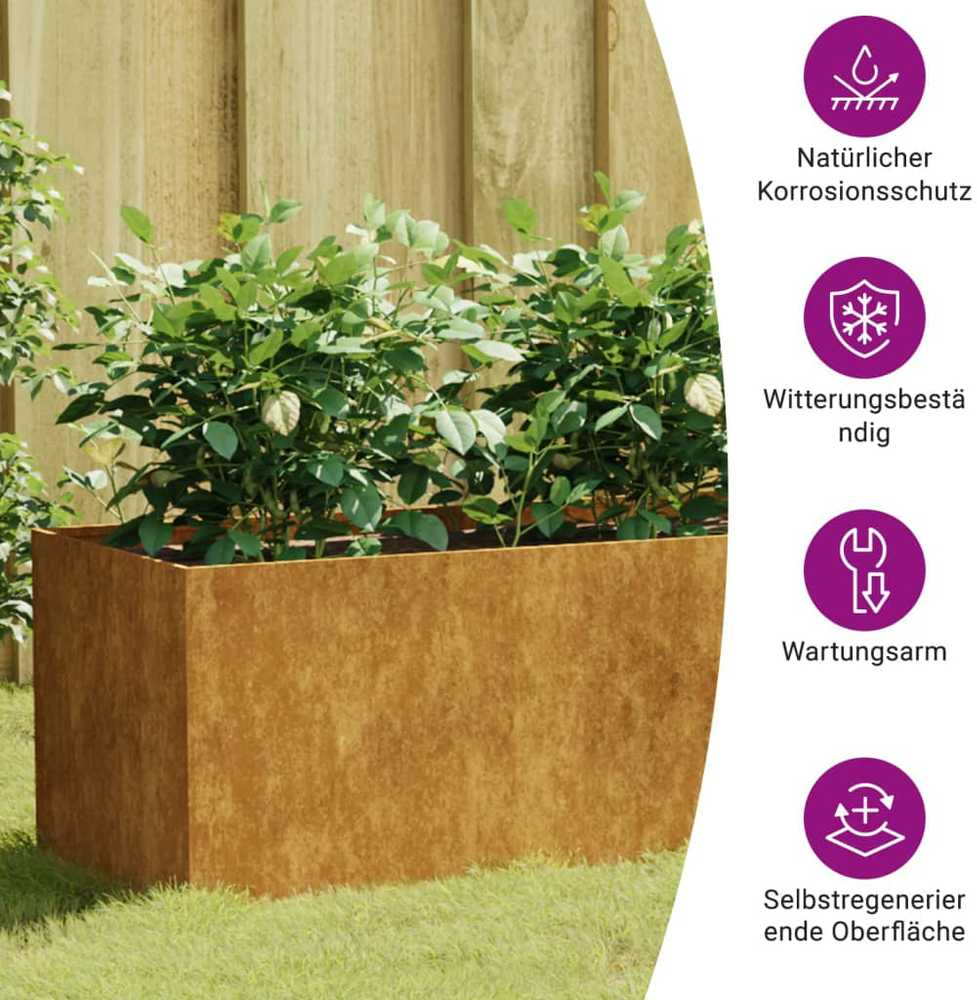 Aukštas sodo lovelis, 200x40x40cm, Corten plienas