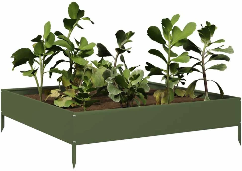 Aukštas sodo lovelis, alyvuogių žalias, 100x100x26cm, plienas