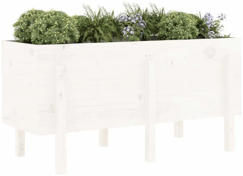 Aukštas sodo lovelis, baltas, 121x50x57cm, pušies masyvas