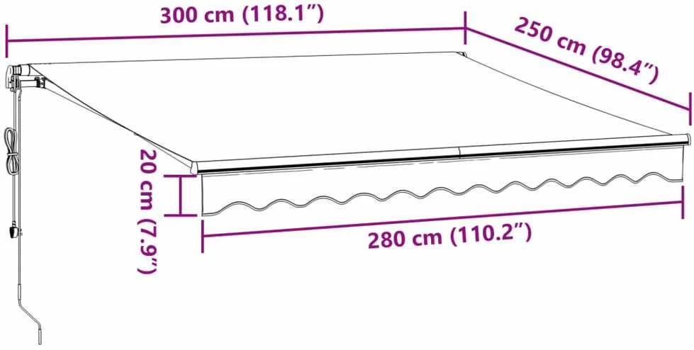 Automatinė ištraukiama markizė, antracito ir balta, 300x250cm