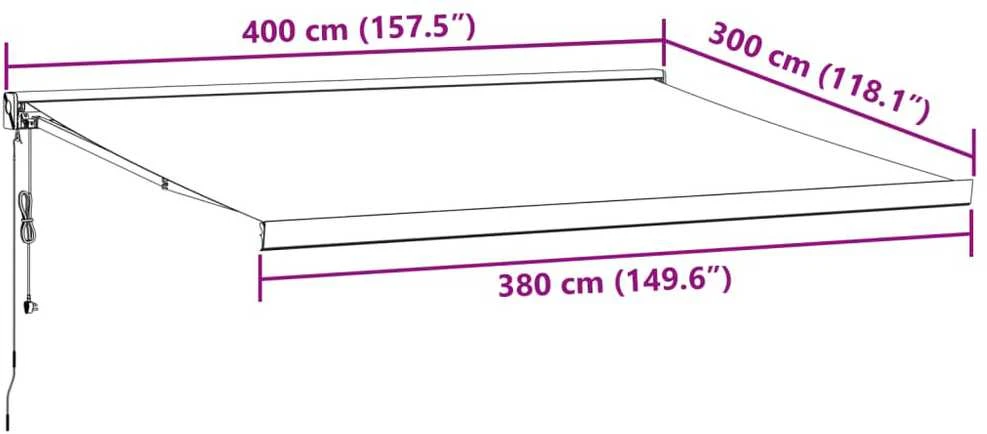 Automatinė ištraukiama markizė, bordo spalvos, 400x300cm