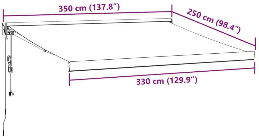Automatinė ištraukiama markizė, bordo spalvos, 350x250cm