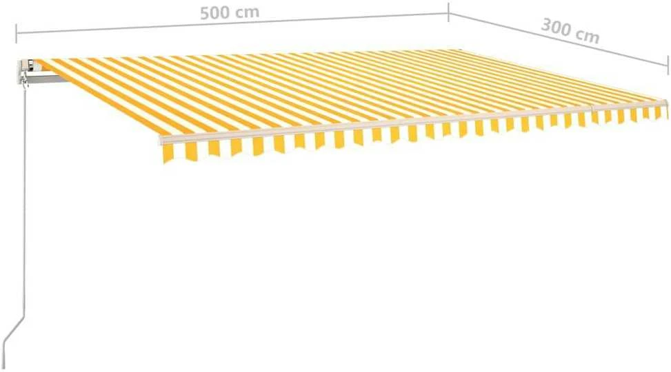 Automatinė ištraukiama markizė, geltona ir balta, 500x300cm