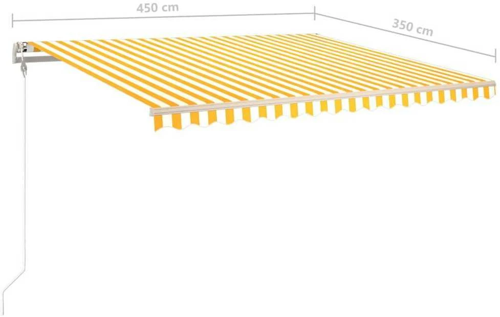 Automatinė ištraukiama markizė, geltona ir balta, 450x350cm
