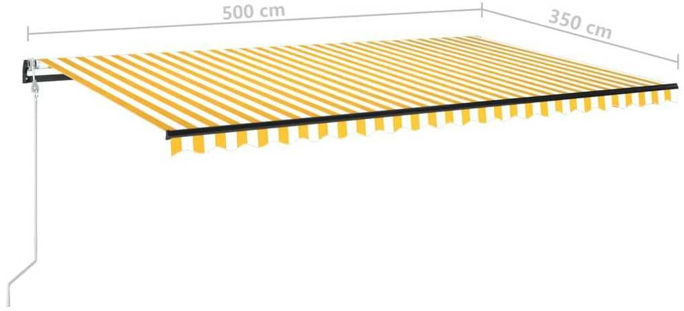 Automatinė ištraukiama markizė, geltona ir balta, 500x350cm