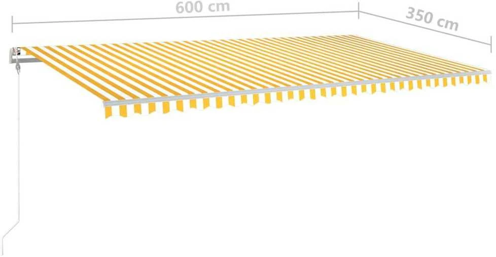 Automatinė ištraukiama markizė, geltona ir balta, 600x350cm