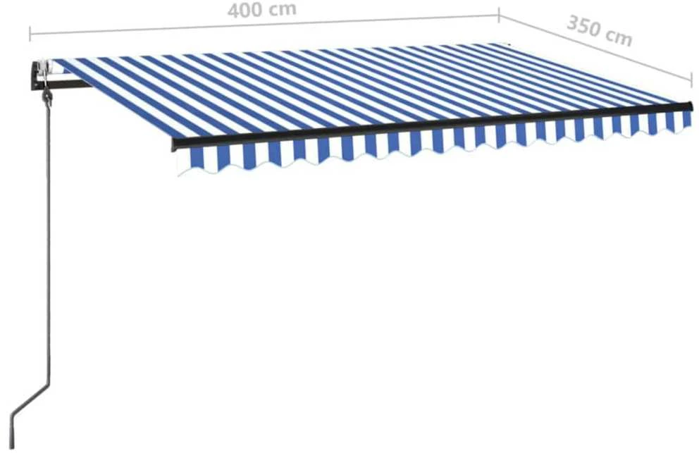 Automatinė ištraukiama markizė, mėlyna/balta, 400x350cm