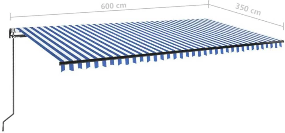 Automatinė ištraukiama markizė, mėlyna/balta, 600x350cm