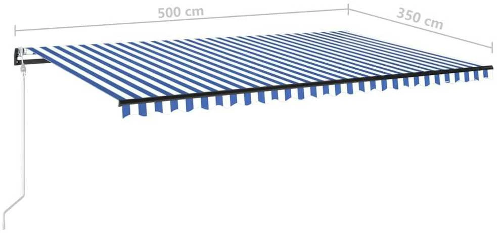 Automatinė ištraukiama markizė, mėlyna/balta, 500x350cm