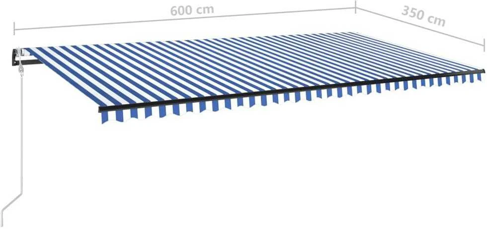 Automatinė ištraukiama markizė, mėlyna/balta, 600x350cm