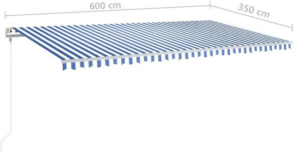 Automatinė ištraukiama markizė, mėlyna/balta, 600x350cm