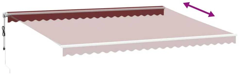Automatinė ištraukiama markizė su LED, bordo spalvos, 500x300cm