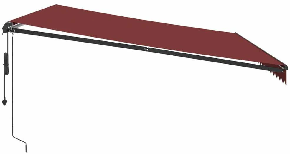 Automatinė ištraukiama markizė su LED, bordo spalvos, 500x300cm