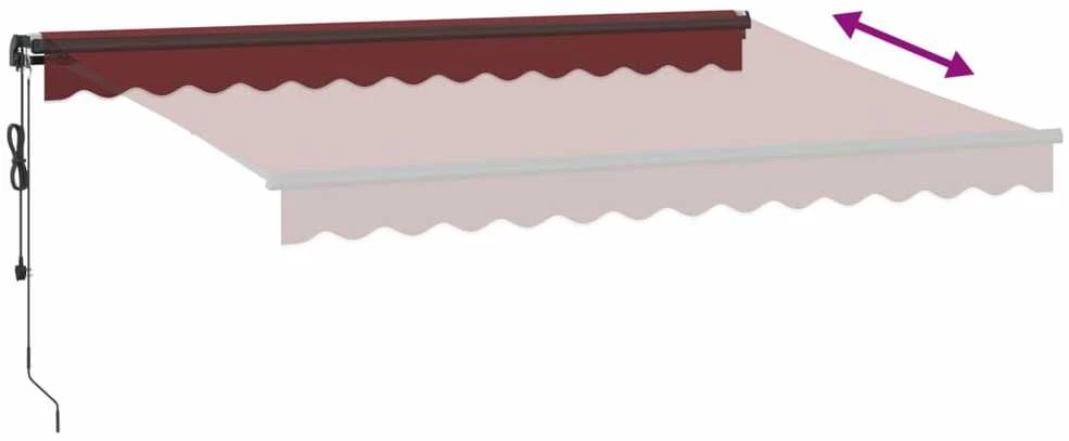 Automatinė ištraukiama markizė su LED, bordo spalvos, 350x250cm