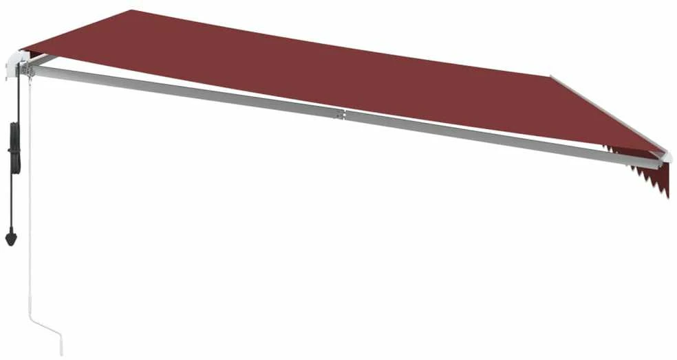 Automatinė ištraukiama markizė su LED, bordo spalvos, 500x300cm