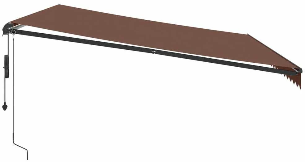 Automatinė ištraukiama markizė su LED, rudos spalvos, 500x350cm