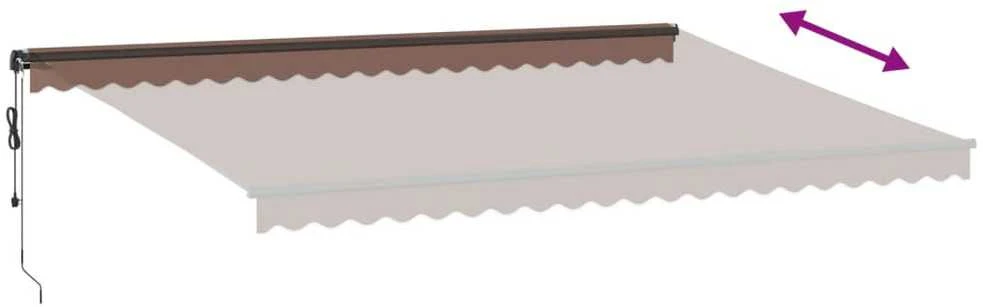Automatinė ištraukiama markizė su LED, rudos spalvos, 500x350cm