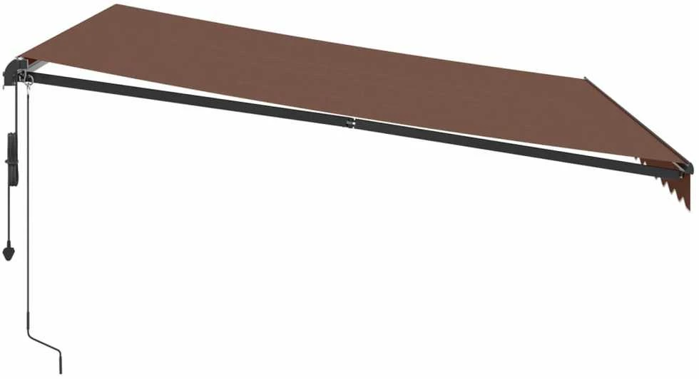 Automatinė ištraukiama markizė su LED, rudos spalvos, 400x350cm