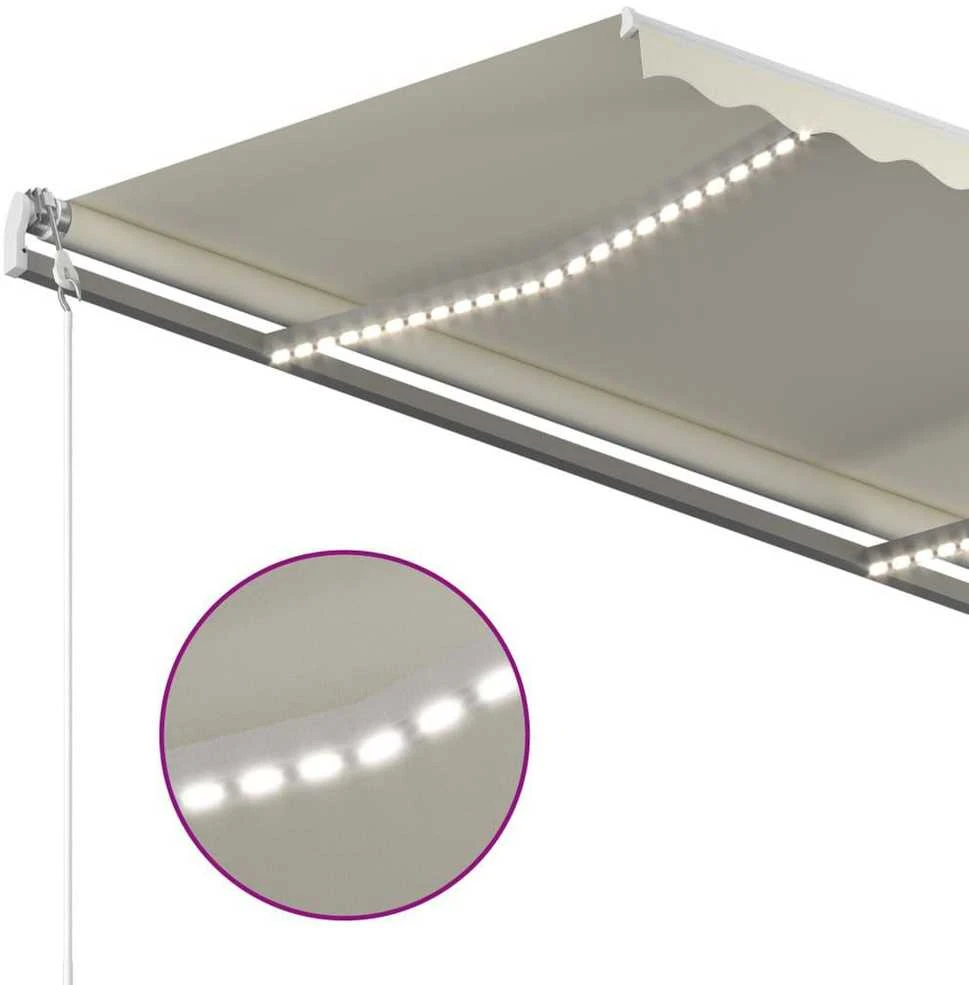 Automatinė markizė su LED/vėjo jutikliu, kreminė, 450x350cm