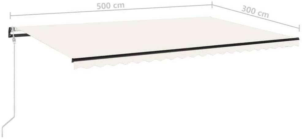 Automatinė markizė su LED/vėjo jutikliu, kreminė, 500x300cm