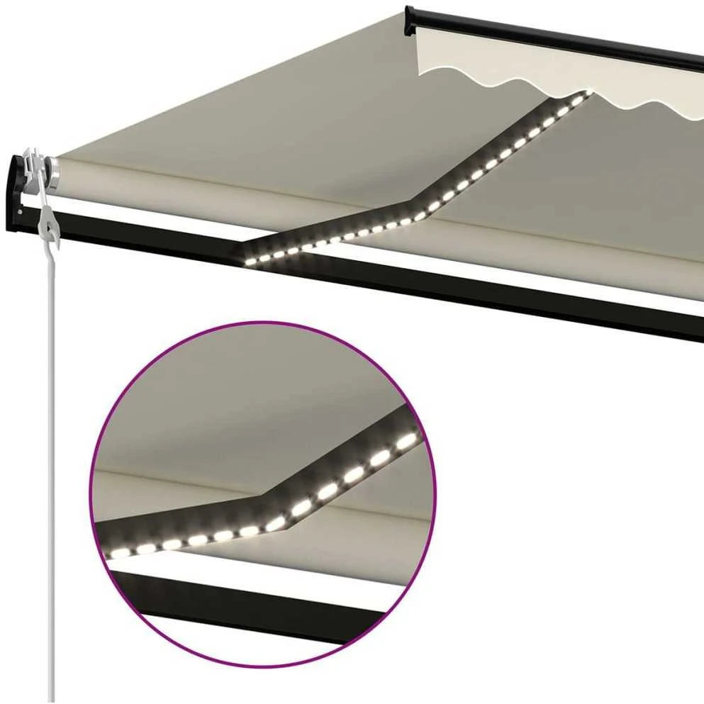 Automatinė markizė su LED/vėjo jutikliu, kreminė, 350x250cm